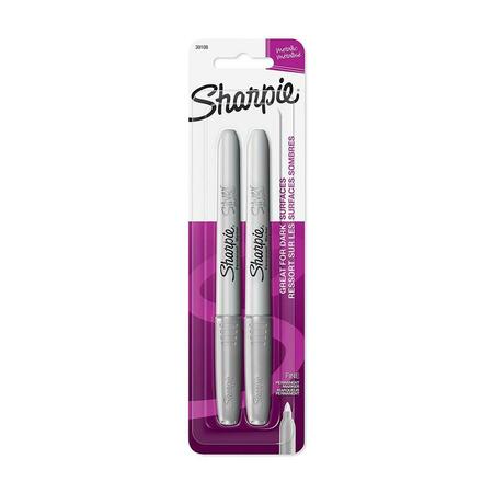 SHARPE MANUFACTURING Metallic Fine Point Permanent Markers, Silver, 2PK 652-39108PP